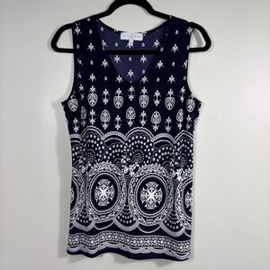 Belah & Codey Size S Womens Navy Blue White Sleeveless Tank Top / Blouse - EUC